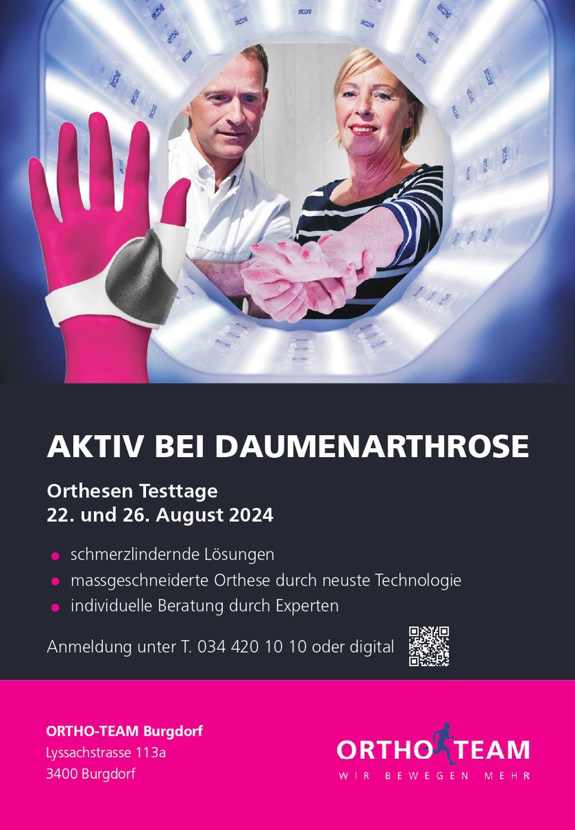 Daumenarthrose Orthesen Testtage in Burgdorf